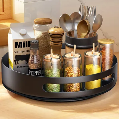 Produktbild von Drehteller, Drehteller Organizer, Gewürzregal Drehbar für Küche Speisekammer Schrank Schrank Tisch Arbeitsplatte