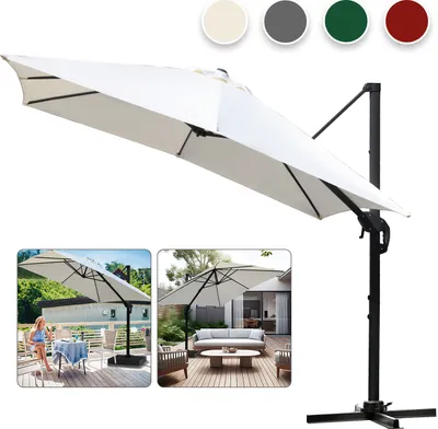 Obrázek produktu pro Bettizia 300 cm slunečník Zahradní slunečník s kličkou, naklápěcí, UV50+ LED béžový