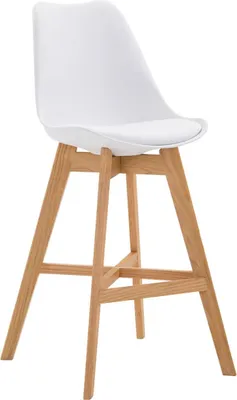 Produktbild von Barhocker - Hochhocker - Bequeme Sitzgelegenheit, modernes Design, Gestell | Farbe: Weiß | Kleidungsfarbe: Natur