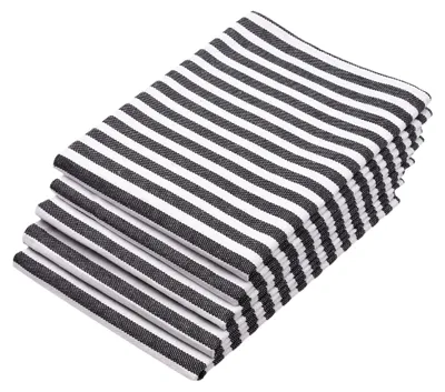 Produktbild von 5er Set Geschirrtücher gestreift, 100% Baumwolle, 50x70 cm, schwarz-weiß