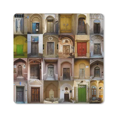 Produktbild von MuchoWow® Mauspad Mousepad Türen - Farbenfroh - Architektur - Collage - Vintage 20x20 cm - Mousepads - Maus Mat - Pad - Mausunterlage - Desk Mat - Bureauartikeln