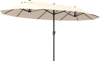 Image de Grand parasol double - Parasol de jardin - 4,55 x 2,65 x 2,38 m - Manivelle - Montage requis - Beige