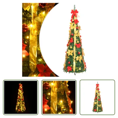 Produktbild von The Living Store Pop-Up-Weihnachtsbaum Künstlich 150 LEDs Grün 180 cm