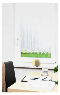 Produktbild von Scheibengardine mit Bogenmuster (Bx H) 54cm x 90cm reinweiß/Weiß
