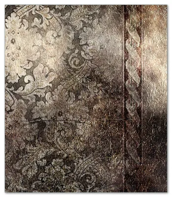 Produktbild von Wallario Herdabdeckplatte aus Glas, Größe 52 x 60 cm 1-teilig, Motiv Schnörkelmuster in dunkelbraun