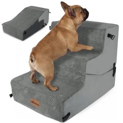 Produktbild von 2-in-1 Hundetreppe 28/40 cm, Katzentreppe für Alte Katzen – 3 Stufen, Waschbarer Bezug, Hochdichter Schaumstoff, Rutschfest