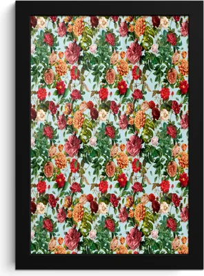 Produktbild von MuchoWow® MuchoWow® Gerahmtes Poster Blumen - Rot - Muster 20x30 cm - Poster mit zchwarzem Bilderrahmen - Drucken - Bilder Poster im Rahmen