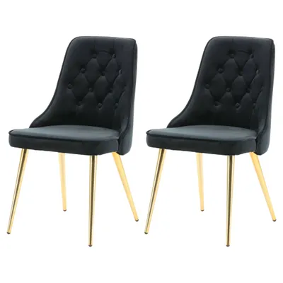 Zdjęcie produktu dla Venture Home krzesła do jadalni 2 szt. Velvet Deluxe aksamit czarny mosiądz
