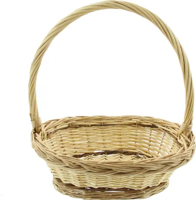 Produktbild von Bügelkorb Zopfrand" klein, aus Weide, weiß, Blumenkorb"