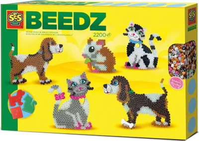 Produktbild von SES Creative Beedz 06264 Bügelperlen-Set Haustiere, 2200 Perlen mit Tierform-Platten, 2200 Stück(e), 5 Jahr(e), Junge/Mädchen, Kind, Mehrfarbig, Niederlande