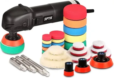 Produktbild von Mini Poliermaschine, SPTA 780W Polierer mit 6 Variable Geschwindigkeit, Seitengriff, 25/50/80mm Polierteller/Polierschwamm/Wollscheibe/Schleifpapier,