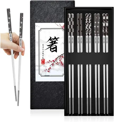 Produktbild von Essstäbchen 5 Paar, 23,5 cm, Edelstahl, spülmaschinenfest, für Sushi
