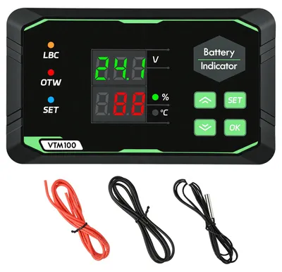 Batteriemeter 7-100 V, LCD, Alarm, Temperatur, 12-84 V