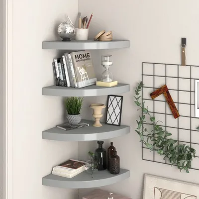 Produktbild von Eck-Schweberegale 4 Stk. Grau 35x35x3,8 cm MDF , Wandregale Design 2024