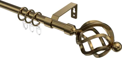 Produktbild von Interdeco Gardinenstange / Vorhangstange Messing Antik, Typ Olymp Paolo (Schmiedekugel), 16 mm Ø 1-läufig, 180 cm