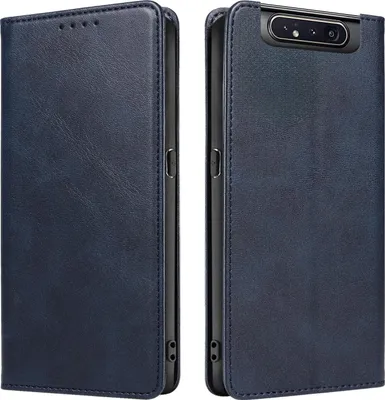 Produktbild von Handyhülle für Samsung Galaxy A80 Kunstleder Flip Cover Hülle Handytasche Case Kartenfach Farbe: Blau