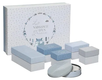 Produktbild von Geschenkboxen Set 7 Stück, Fuchsmotiv, geometrisches Muster, 38x8,4x26,8cm