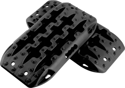 Image de Planches de traction 2 pièces - Plaques de sable/Bergeboards - Charge admissible 10 t - Pour sable/boue/neige - PP haute résistance - Tout-terrain 4x4 - Noir