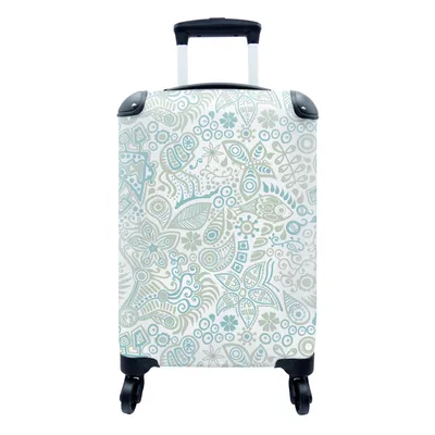 Produktbild von MuchoWow® Koffer Handgepäck Trolley Rollkoffer Kleine Reisekoffer mit 4 Rollen - Schmetterlinge - Muster - Abstrakt - Cabin Size < 55x40x23 cm & 55x40x20 cm - Fotokoffer - Kabinenkoffer - Boardgepäck - Reise-Box - Reisekoffer - Reisegepäck - Koffer mit Bild - Trolley für Kinder