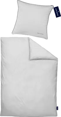 Produktbild von Daniel Hechter Satin Bettwäsche Längsstreifen, 155 x 220 cm + 80 x 80 cm, silber/grau