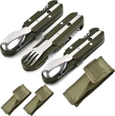 Produktbild von Edelstahl Besteck Set, Klappbar, Reisebesteck, Messer, Löffel, Gabel