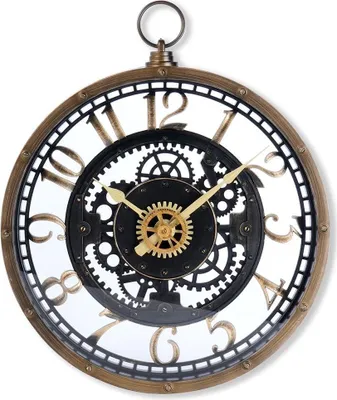 Produktbild von Industrielle Wanduhr 26,5 cm mit schwarzen Zahnrädern