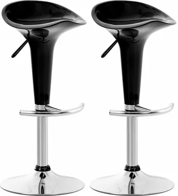 Produktbild von 2er Set Barhocker CEKOT - Kunststoff Schwarz 37x37x87 cm | Barstuhl Höhenverstellbar Drehbar Tresenhocker Tresenstuhl Kneipenhocker Kneipenstuhl