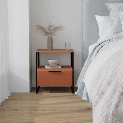 Zdjęcie produktu dla DECORTIE Pal Nowoczesny stolik nocny z szufladą Cynamon Uniwersalny, 45 x 40 x 50 cm