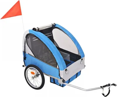 Produktbild von Kinderfahrradanhänger - Anhänger für Jogger - Sichere Fortbewegung - Klappbares Design - Bis zu 30 kg - Grau und Blau