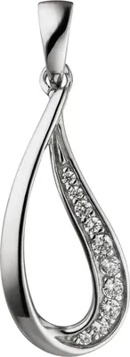 Produktbild von Anhänger Tropfen mit 10 Zirkonia weiß 925 Silber rhodiniert Halsschmuck Damen