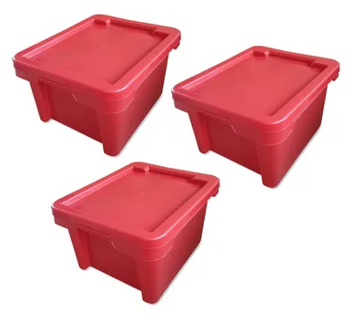 Produktbild von 3er Set Drehstapelbox Multibox Lagerbox Aufbewahrung Kiste Farbe rot 20 L mit Deckel