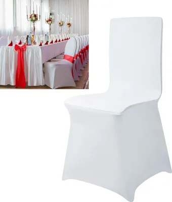 Produktbild von UISEBRT 50 kusov univerzálnych krytov na stoličky Stretch Chair Cover Ribbon White Chair Covers Svadobné oslavy Narodeninové dekorácie
