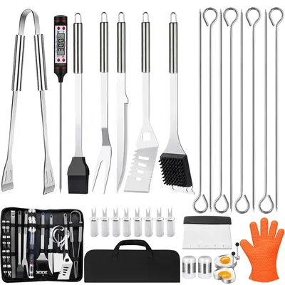 Immagine prodotto di Set di utensili per barbecue, 30 pezzi - Accessori in acciaio inossidabile con custodia