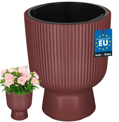 Immagine prodotto di KOTARBAU® Fioriera da Esterno Vaso per Piante ⌀ 23 cm con Inserto Interno Vaso da Interno Vasi di Plastica Marsala