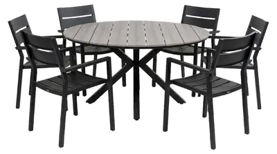 Produktbild von 7-teiliges Gartenset | 6 Delia Gartenstühle | Limasol Gartentisch | ø 150 cm