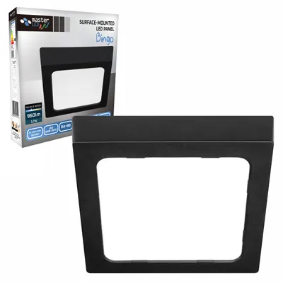 Obrázok produktu pre MasterLED LED panel 12W štvorcový čierny, 4000K neutrálna biela, 960lm povrchové stropné svetlo