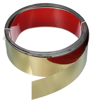 Productafbeelding van Zelfklevende metalen wandstrip - roestvrijstalen afwerking - 400x6x0,04 cm - goudkleurig