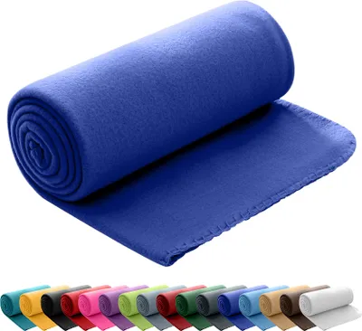 Produktbild von wometo Polar Fleecedecke 130x160 OEKO-TEX ca. 400g Gewicht, mit Antipilling & Kettelrand - Farbe blau dunkelblau