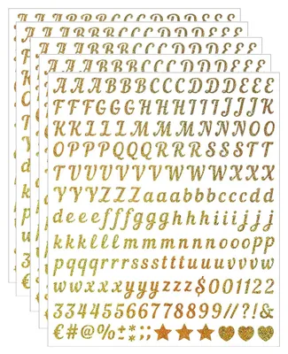 Vinyl-Buchstabenaufkleber, 1000 Stück, Gold, 5 Bögen, 0,5 Zoll