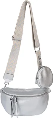 Produktbild von styleBREAKER Damen Halbmond Crossbody Schultertaschen Set 2-Teilig, Schultergurt mit Zick-Zack Rauten Muster 02012396