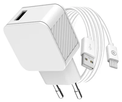 Produktbild von BigBen Connected, USB-A 2.4A Fast Charge Netzteil + USB-A / Micro-USB Kabel, Weiß