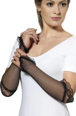 Immagine prodotto di Smiffys - Guanti da donna a rete senza dita SM229 (taglia unica) (nero)