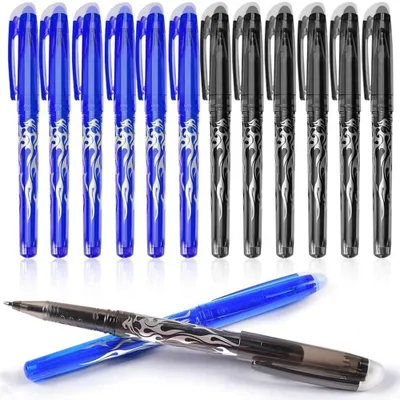Productafbeelding van Set van 12 uitwisbare balpennen in zwart en blauw, 0.5 mm