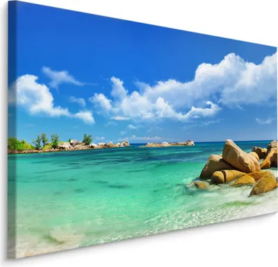 Produktbild von Fabelhafte Canvas LEINWAND BILDER 120x80 cm XXL Kunstdruck Ozean Felsen Himmel Tropen