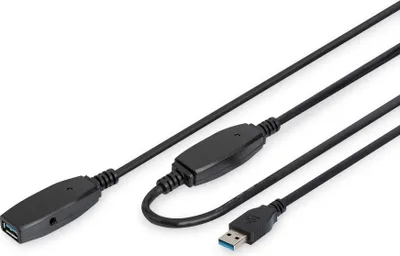 Zdjęcie produktu dla DIGITUS USB 3.0 Aktives Verlängerungskabel          20m,  sw