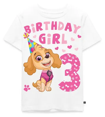 Produktbild von Spreadshirt Paw Patrol 3 Jahre Geschenk 3. Geburtstag Skye Kinder Premium T-Shirt, 122/128 (6 Jahre), Weiß