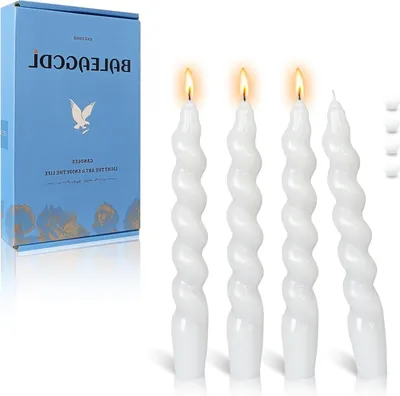 Productafbeelding van Taps Kaarsen - Spiraalkaarsen Stokkaarsen - Feestelijke Decoratie - Druppelloze Verbranding - 7.5 Inch - Kristal Wit
