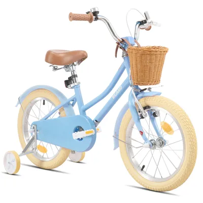 Productafbeelding van KEANO Prinses kinderfiets voor meisjes, verkrijgbaar in de maten 12, 16 en 20 inch, met rieten mandje, dubbele rem en kettingbeschermer