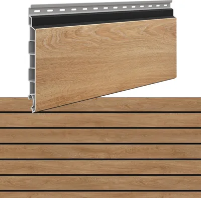 Produktbild von VOX Fassadenpaneele Außenlamellen in Holzoptik V-Black SOLVO - Wetterfest - Vertikale oder Horizontale Montage - 300x18,8cm - 4er Set - Nature Eiche
