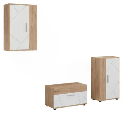 Obrázok produktu pre Nástenná skrinka Vicco Berno Dub Goldkraft/biely 3-dielna sada, Model 59216